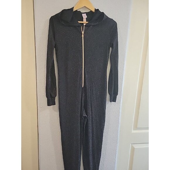 SAVAGE X FENTY Sleep & Shine Hooded Jumper In Black Caviar XS Sparkle One Piece - Picture 2 of 7